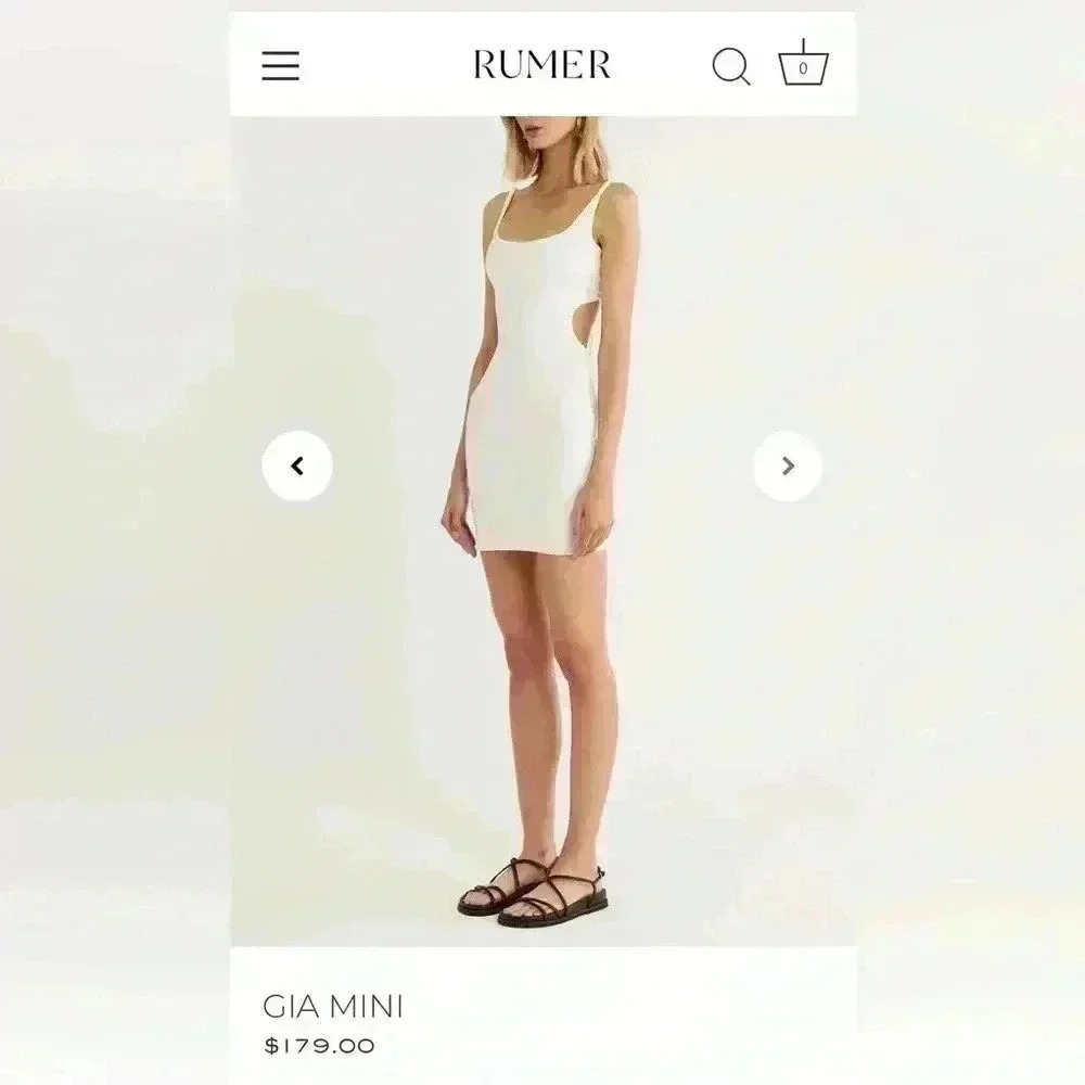 Rumer Gia Open Back White Mini Dress size Small